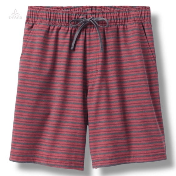 NWT - prAna Metric E-Waist Shorts Mens Size XXL 2XL 2X 8 in Rust Stripe - Picture 1 of 6